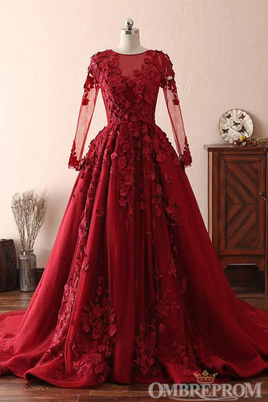 New Deals A-line dressModest Elegant Burgundy Scoop Neck Long Sleeves Quinceanera Dresses Appliques New Deals A-line dressModest Elegant Burgundy Scoop Neck Long Sleeves Quinceanera Dresses Appliques