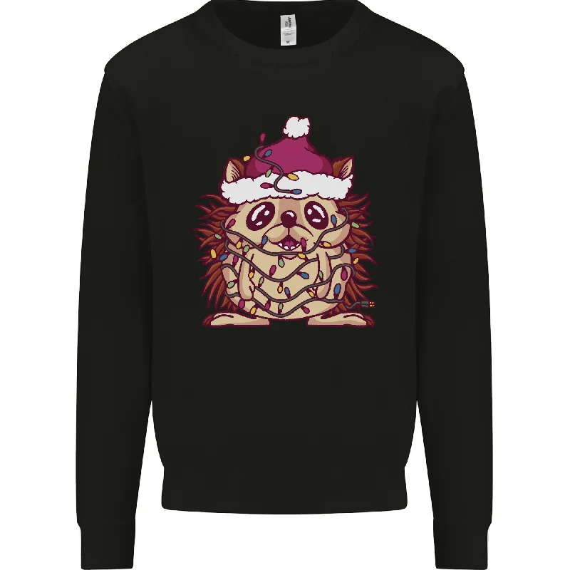 Discount Extravaganza Christmas Hedgehog Wearing an Xmas Hat Mens Sweatshirt Jumper