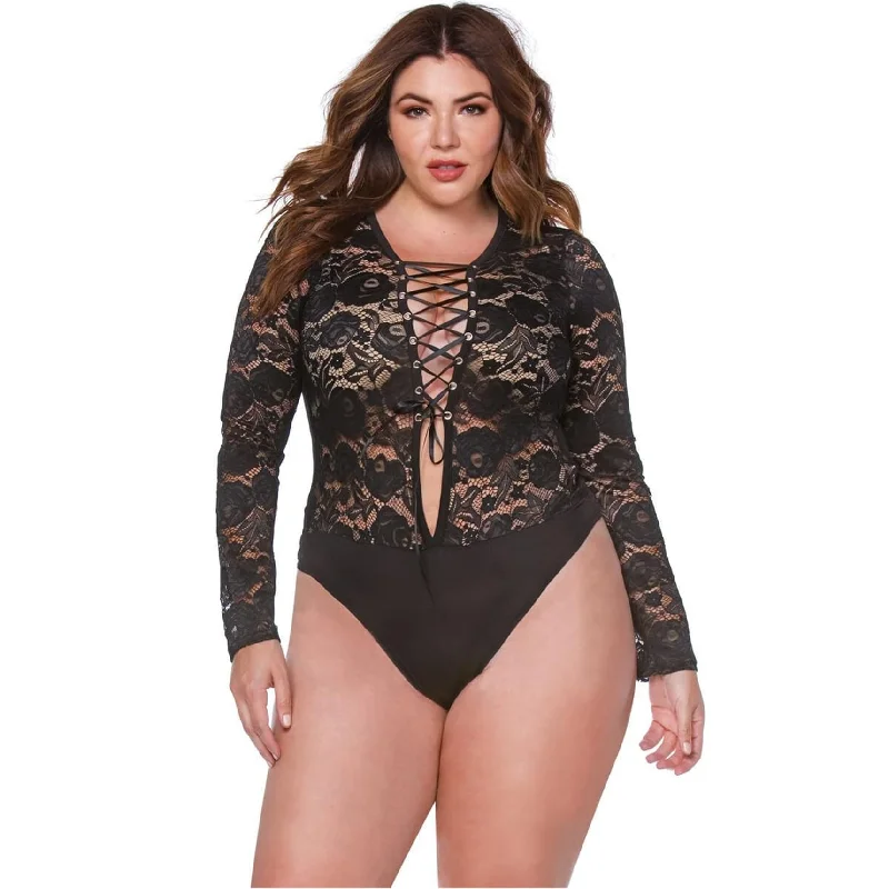 Price Cut summer dressCarmin Womens Lace Bodysuit Jumpsuit, Black, 3X